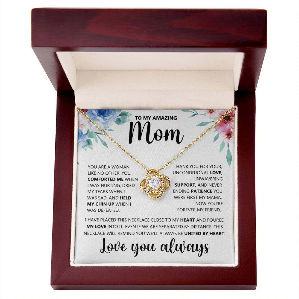 To My Amazing Mom - Love Knot Necklace With Message Card - Amour Doux Fine Jewelry 