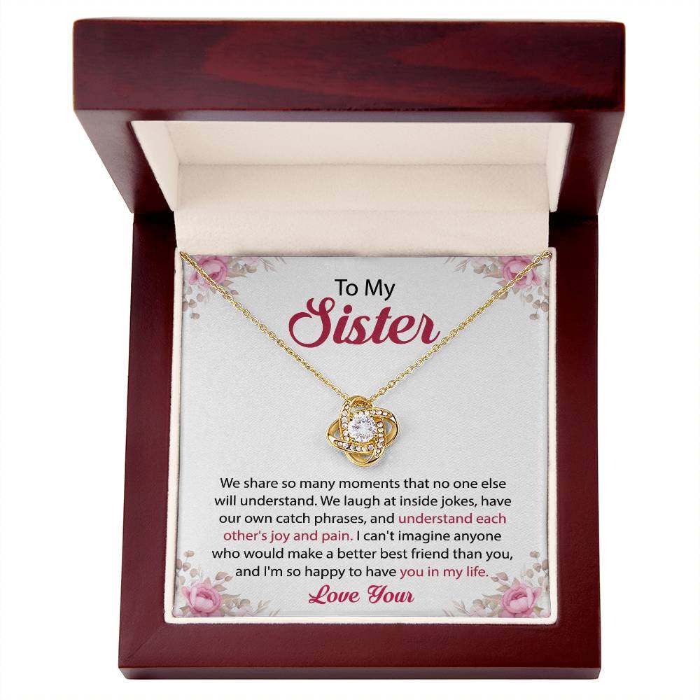 To My Sister - Love Knot Necklace With Message - Amour Doux Fine Jewelry 