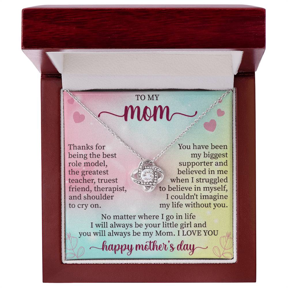 To My Mom - Love Knot Necklace With Message Card Thanks for being the best role model - Amour Doux Fine Jewelry 