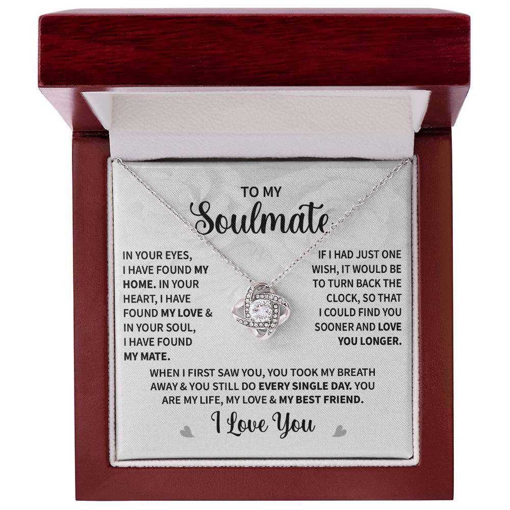 To My Soulmate - Love Knot Necklace With Message Card - Amour Doux Fine Jewelry 