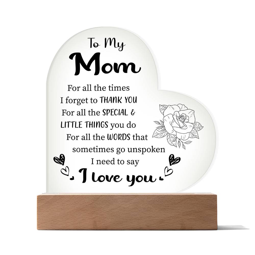 To My Mom - Acrylic Heart Plaque For All The Times - Amour Doux Fine Jewelry 