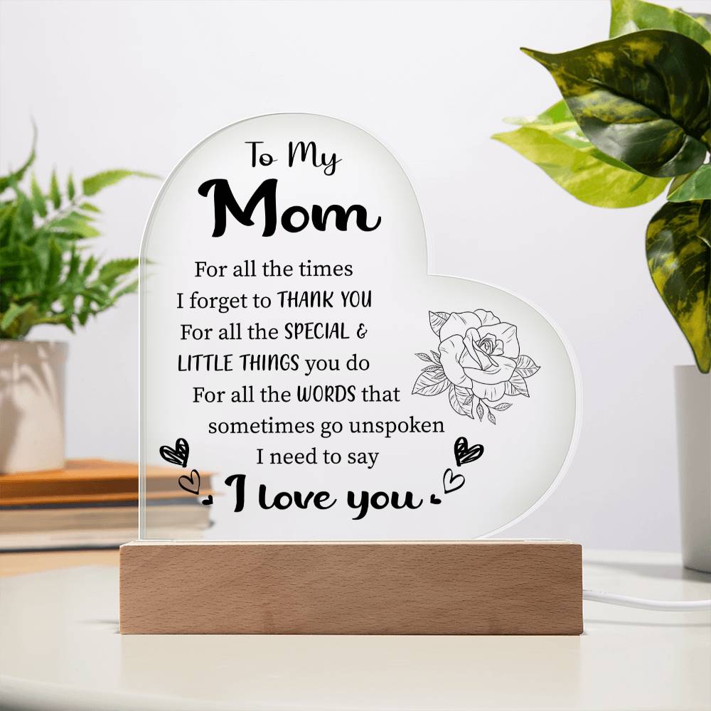 To My Mom - Acrylic Heart Plaque For All The Times - Amour Doux Fine Jewelry 